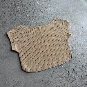 Rachel Comey Women’s Small Crochet Knit Top Tan Cotton Weave Boatneck Cropped
